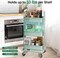 3 Tier Mini Foldable Rolling Cart, Metal Utility Cart with Wheels, 3 Hanging Cups and 6 Hooks, Folding Trolley for Living Room, Kitchen, Bathroom, Bedroom, and Office, Green, Small